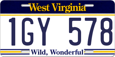 WV license plate 1GY578