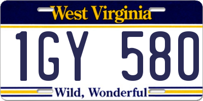 WV license plate 1GY580