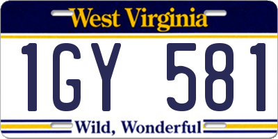WV license plate 1GY581