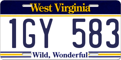 WV license plate 1GY583
