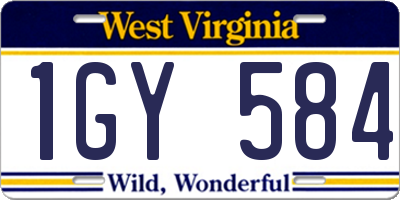 WV license plate 1GY584