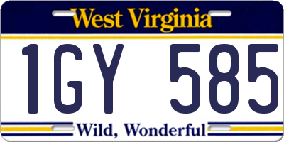 WV license plate 1GY585