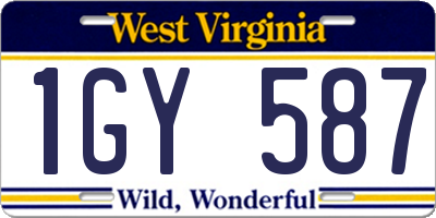 WV license plate 1GY587