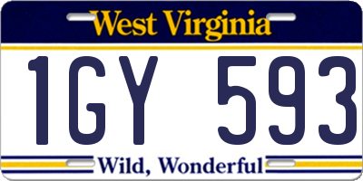 WV license plate 1GY593