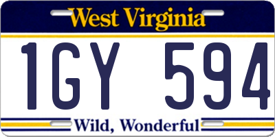 WV license plate 1GY594