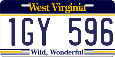 WV license plate 1GY596