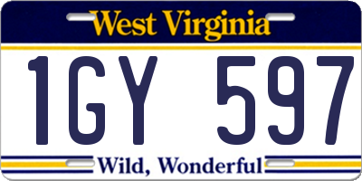 WV license plate 1GY597
