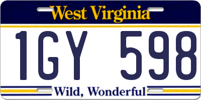 WV license plate 1GY598