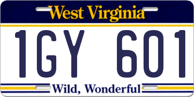 WV license plate 1GY601