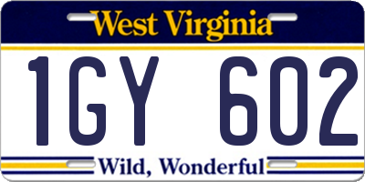 WV license plate 1GY602
