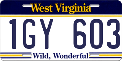 WV license plate 1GY603