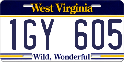 WV license plate 1GY605