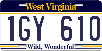 WV license plate 1GY610