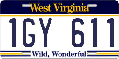WV license plate 1GY611