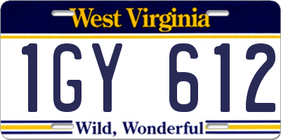 WV license plate 1GY612