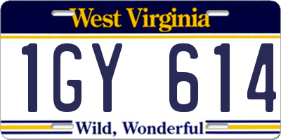 WV license plate 1GY614