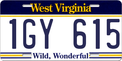 WV license plate 1GY615