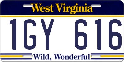 WV license plate 1GY616