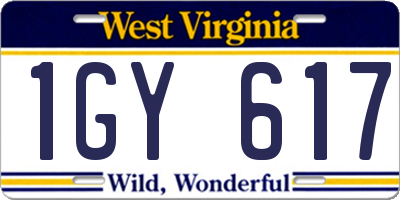 WV license plate 1GY617