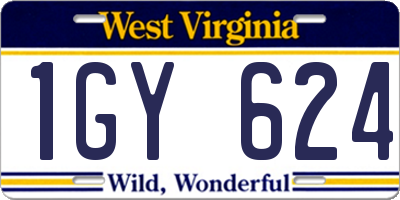 WV license plate 1GY624
