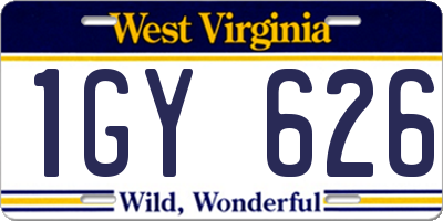 WV license plate 1GY626