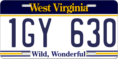 WV license plate 1GY630