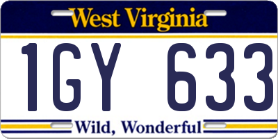 WV license plate 1GY633