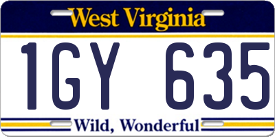 WV license plate 1GY635