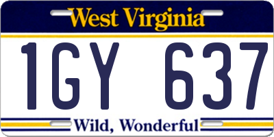 WV license plate 1GY637