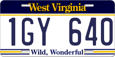 WV license plate 1GY640