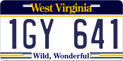WV license plate 1GY641