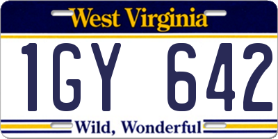 WV license plate 1GY642