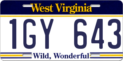WV license plate 1GY643