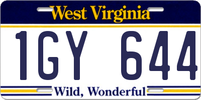 WV license plate 1GY644