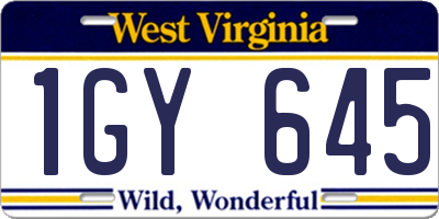 WV license plate 1GY645