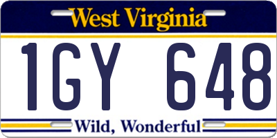 WV license plate 1GY648