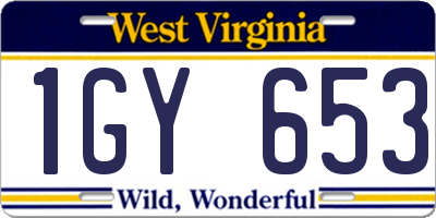 WV license plate 1GY653