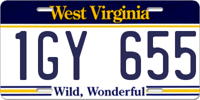 WV license plate 1GY655