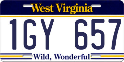 WV license plate 1GY657