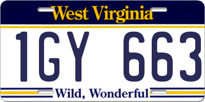 WV license plate 1GY663