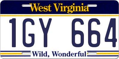 WV license plate 1GY664