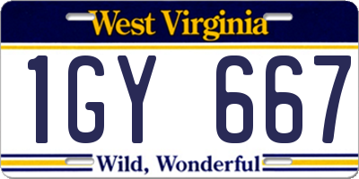 WV license plate 1GY667