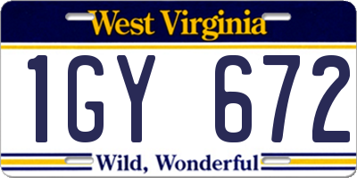 WV license plate 1GY672