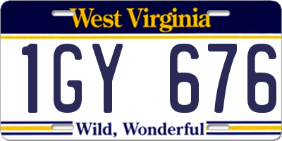WV license plate 1GY676