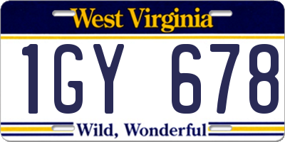 WV license plate 1GY678