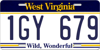 WV license plate 1GY679