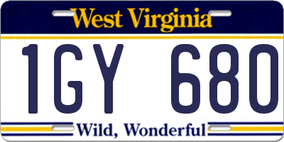 WV license plate 1GY680