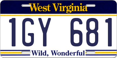 WV license plate 1GY681