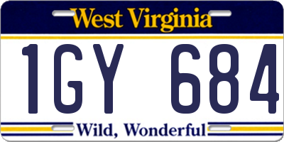 WV license plate 1GY684