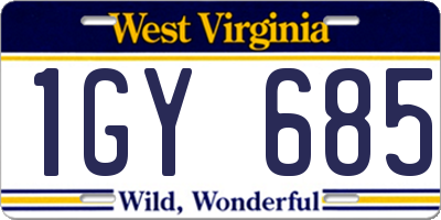 WV license plate 1GY685